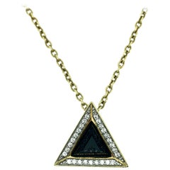 Sapphire Diamond and 18K Gold Black Pyramid Necklace