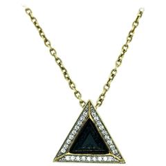 Sapphire Diamond Gold Black Pyramid Necklace 11