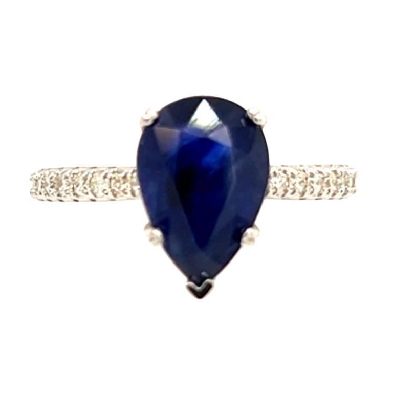 Sapphire Diamond Ring Size 6.5 14k Gold 2.77 TCW Certified For Sale