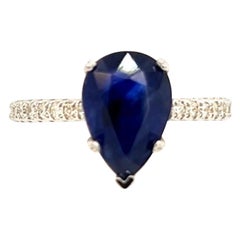 Anello con zaffiro e diamante Misura 6,5 Oro 14k 2,77 TCW Certificato