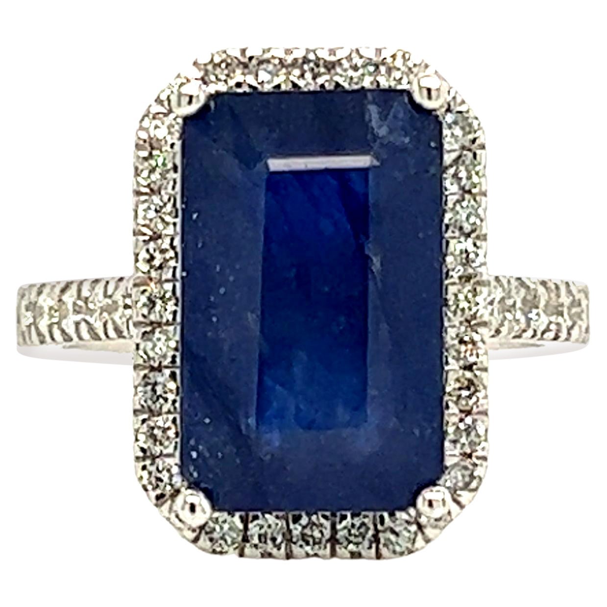 Sapphire Diamond Ring Size 6.25 14k Gold 6.84 TCW Certified For Sale