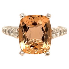 Bague en or 14 carats avec Morganite naturelle et diamants certifiés 4,26 carats TCW