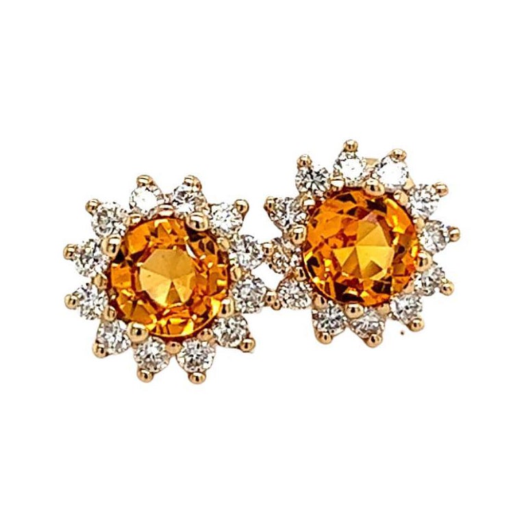 Natural Sapphire Diamond Earrings 14k Y Gold 1.48 TCW Certified