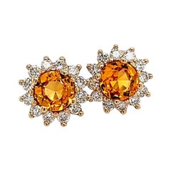 Natural Sapphire Diamond Earrings 14k Y Gold 1.48 TCW Certified