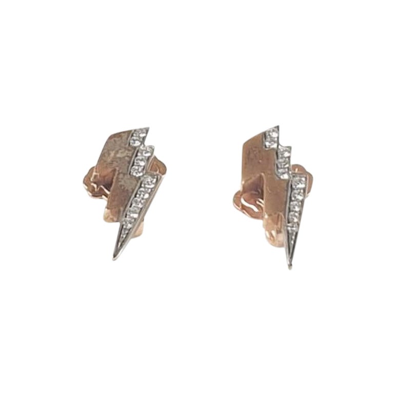 Dodo by Pomellato Lightning, boucles d'oreilles en or 9 carats et diamants  En vente sur 1stDibs