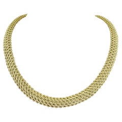 Yellow Gold Rope Chain Collar Necklace