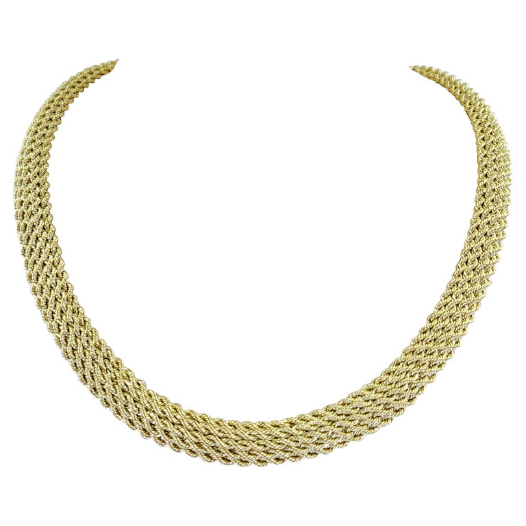 Yellow Gold Rope Chain Collar Necklace at 1stDibs