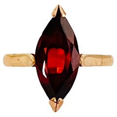 14K Yellow Gold Marquise Cut Garnet Ring with Appraisal