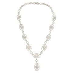 White Diamond Round Necklace in 18k White Gold