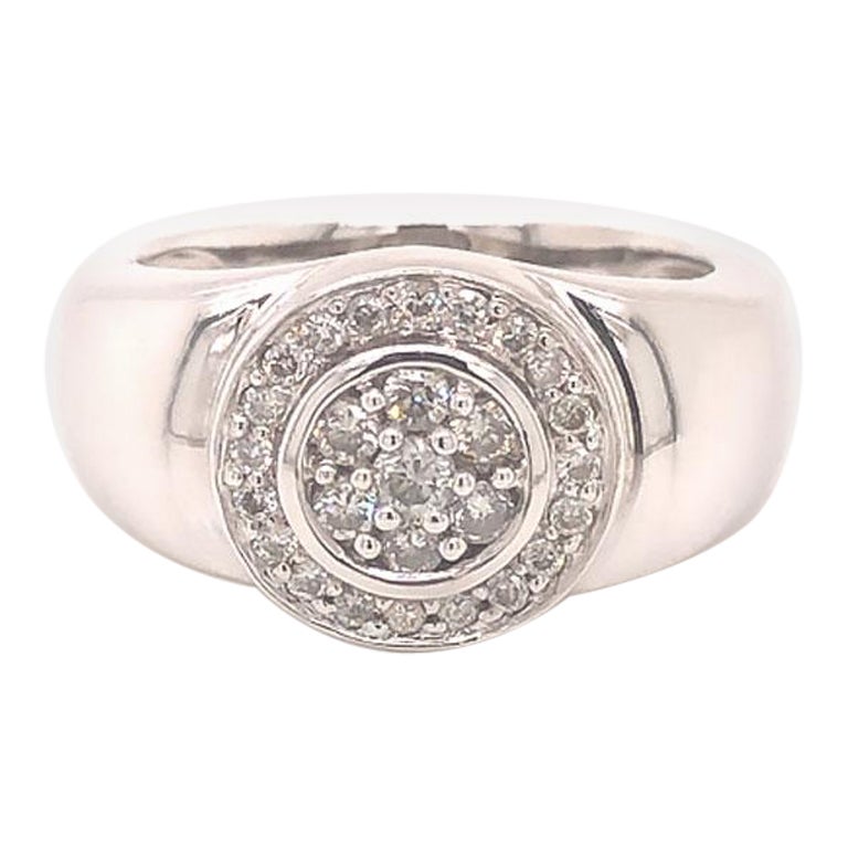 Herren-Diamant-Halo-Ring aus 14k Weißgold im Angebot