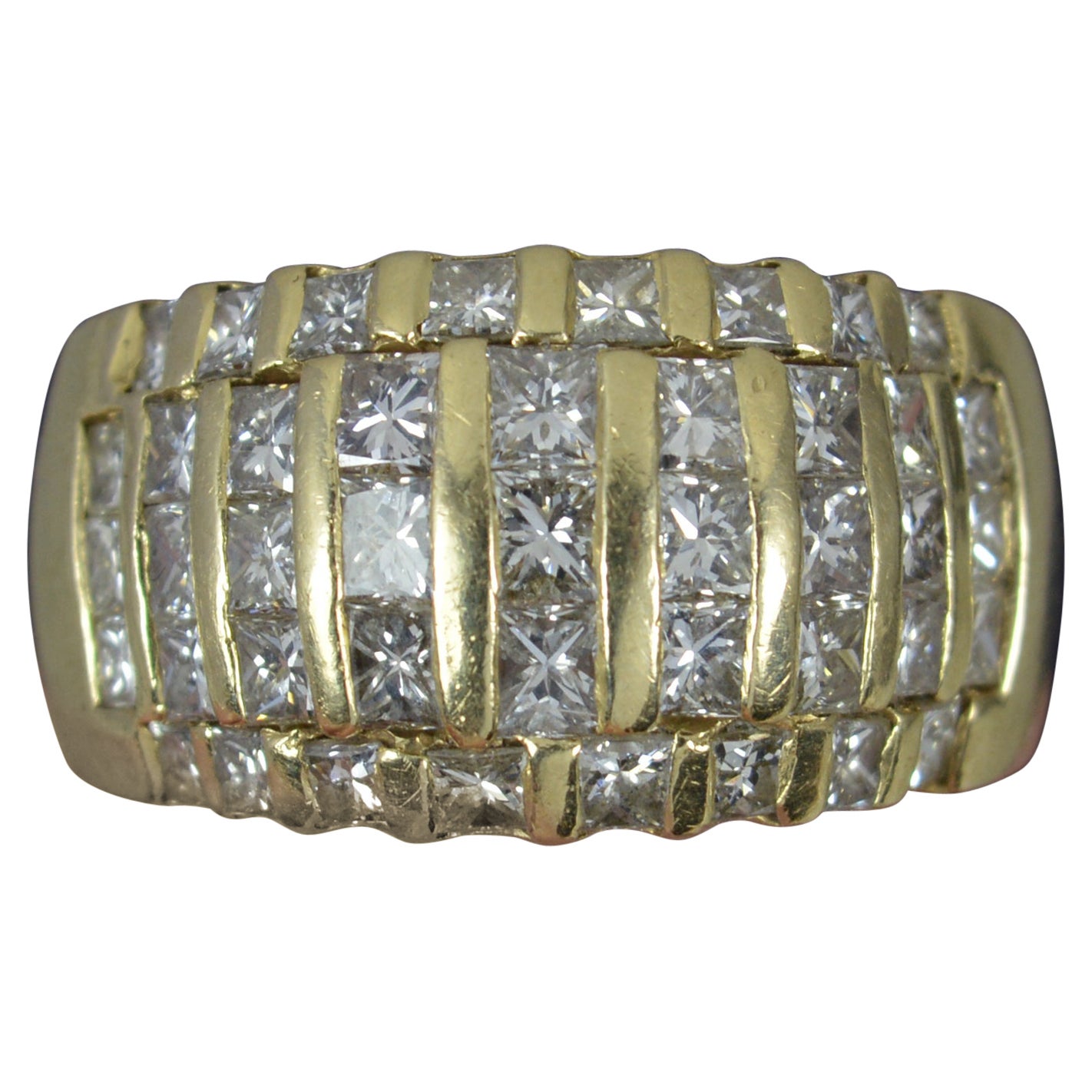 Large 14 Carat Gold and 3.00ct Diamond Cluster Ring For Sale