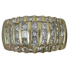 Grande bague en or 14 carats et grappe de diamants de 3,00 carats