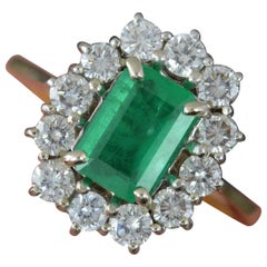 Stunning Natural Emerald and 1.00ct Diamond 18ct Gold Cluster Ring