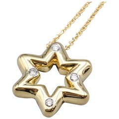 Tiffany & Co. Etoile Diamond 18 Karat Gold David Star Chain Necklace