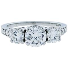 Tiffany & Co. Three Stone Diamond Platinum Ring