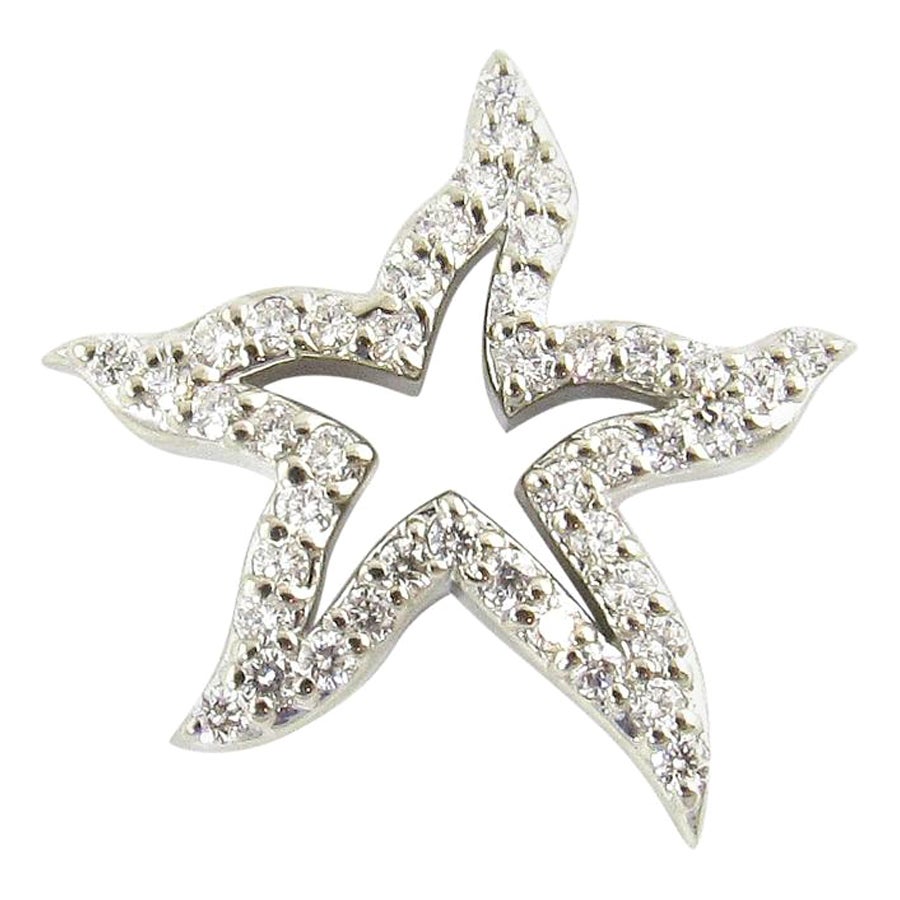 14 Karat White Gold and Diamond Starfish Pendant For Sale