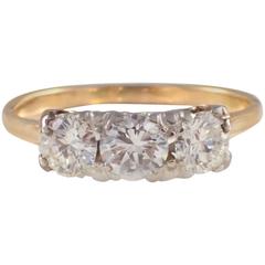 Retro Diamond Two Color Gold Engagement Ring