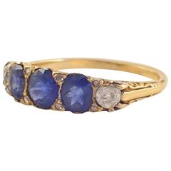 Antique Victorian Sapphire Diamond Gold Ring