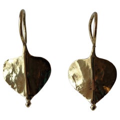 22k Yellow Gold Indian Leaf Drop Earrings