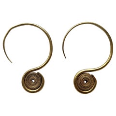 22k Yellow Gold Vintage Indian Spiral Hoop Earrings