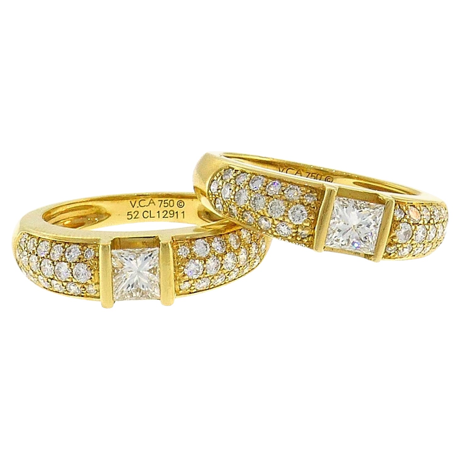 Van Cleef & Arpels Diamond Yellow Gold Band Ring Duo VCA