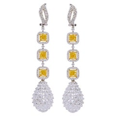 18 Karat Gold 15.72 Carat Yellow and White Diamond Pineapple Drop Earrings