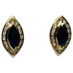 Bogo 18K Yellow Gold Natural Sapphires with Diamond Accents Earrings