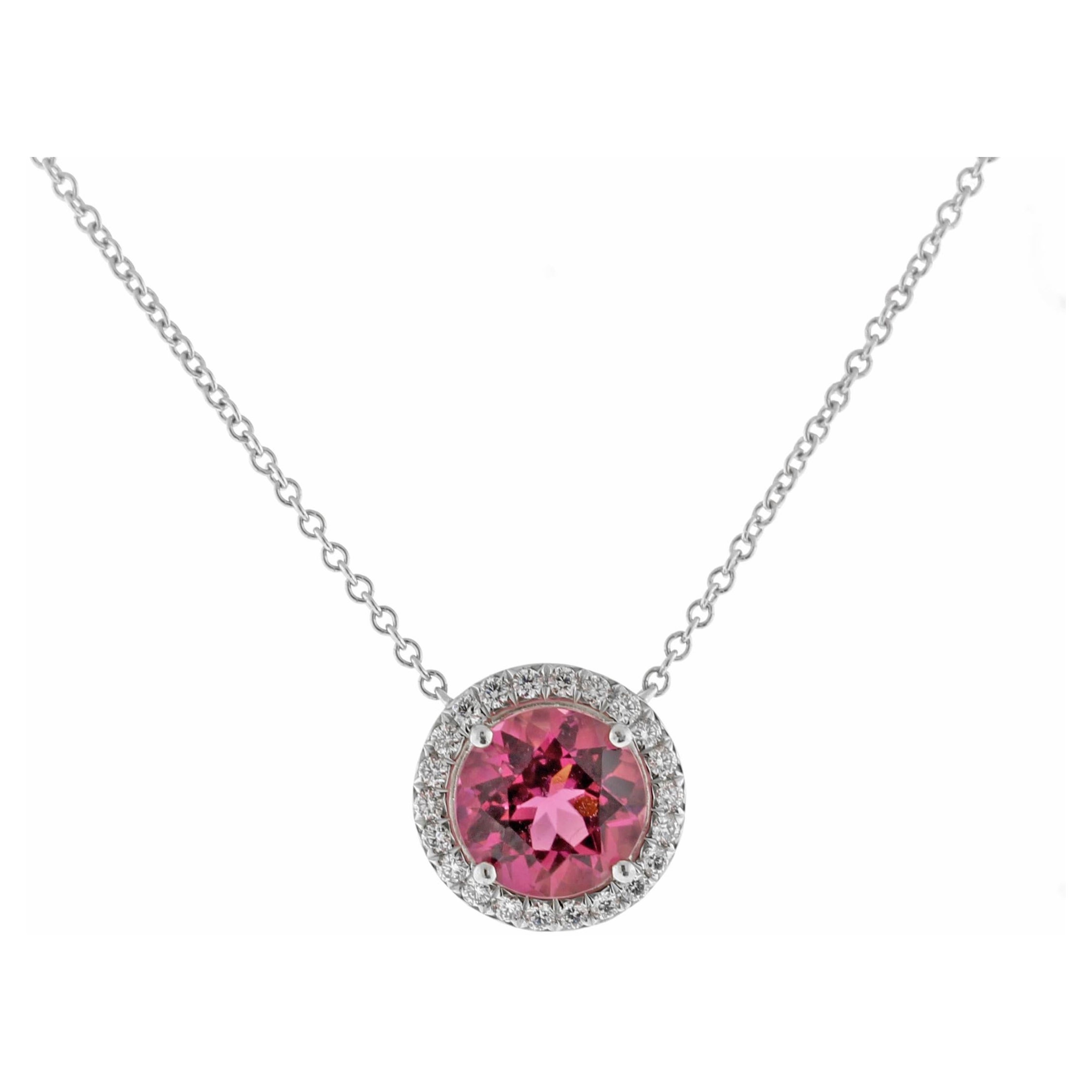 Tiffany & Co. Soleste Pink Tourmaline  Diamond Halo Pendant
