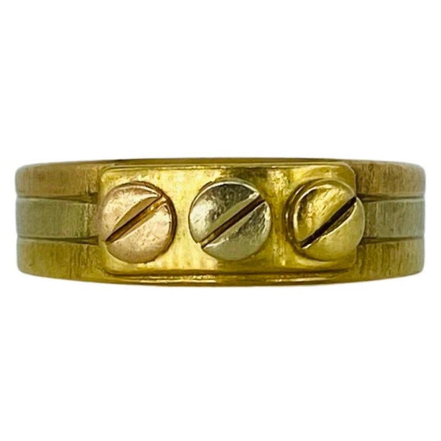 Vintage Tri-Color 18k Gold Screw Bolts Ring