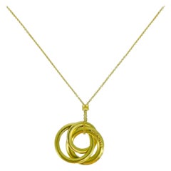 Tiffany & Co. Three Interlocking Circles Pendant Drop Necklace 18k Gold