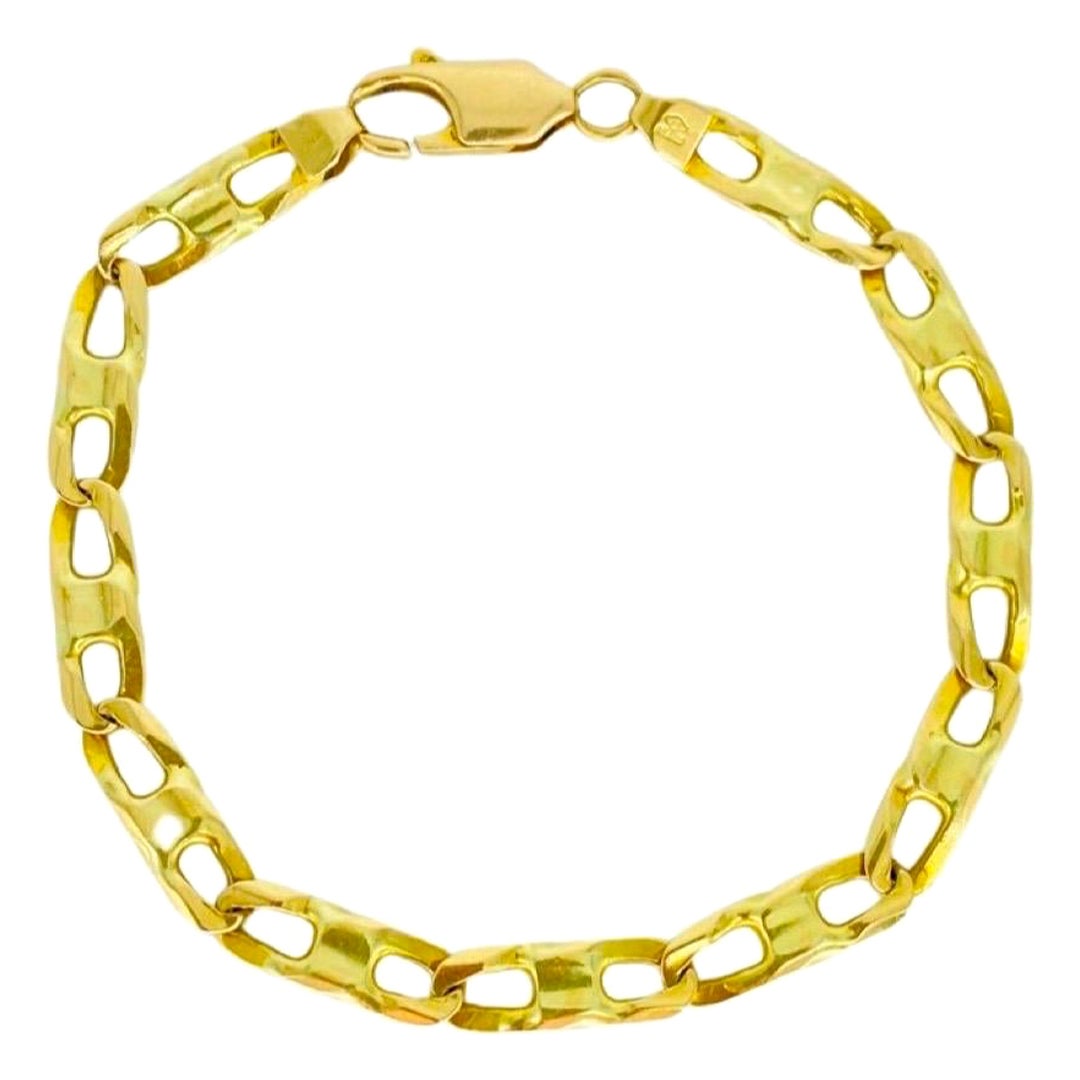 Bracelet vintage à maillons courbés fantaisie en or 14 carats pour hommes