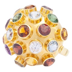 18 Karat Yellow Gold 'Sputnik' Ring by H Stern Set with Semi-Precious Stones