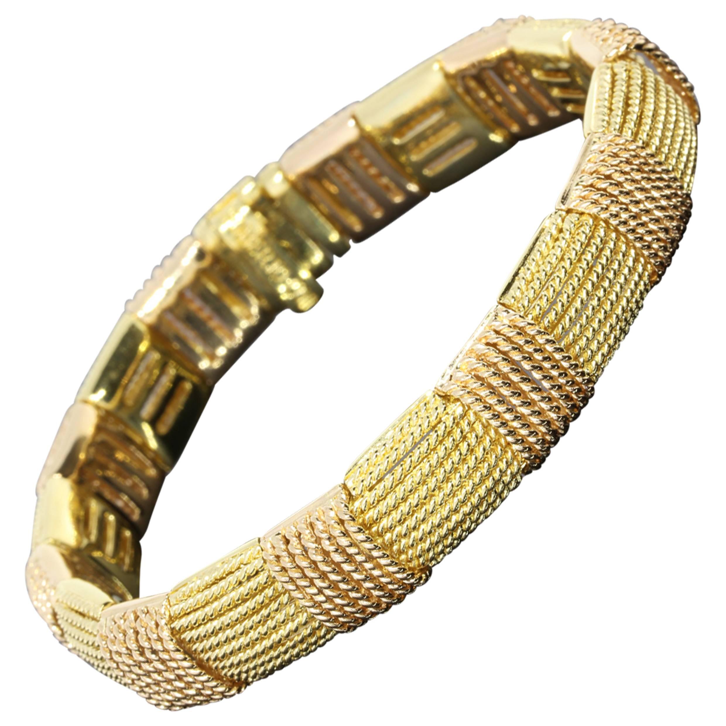 Rare Roberto Coin Two Color Gold Opera Woven Bracelet