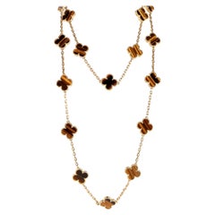 Van Cleef & Arpels Alhambra Tiger's Eye Necklace in 18k Yellow Gold