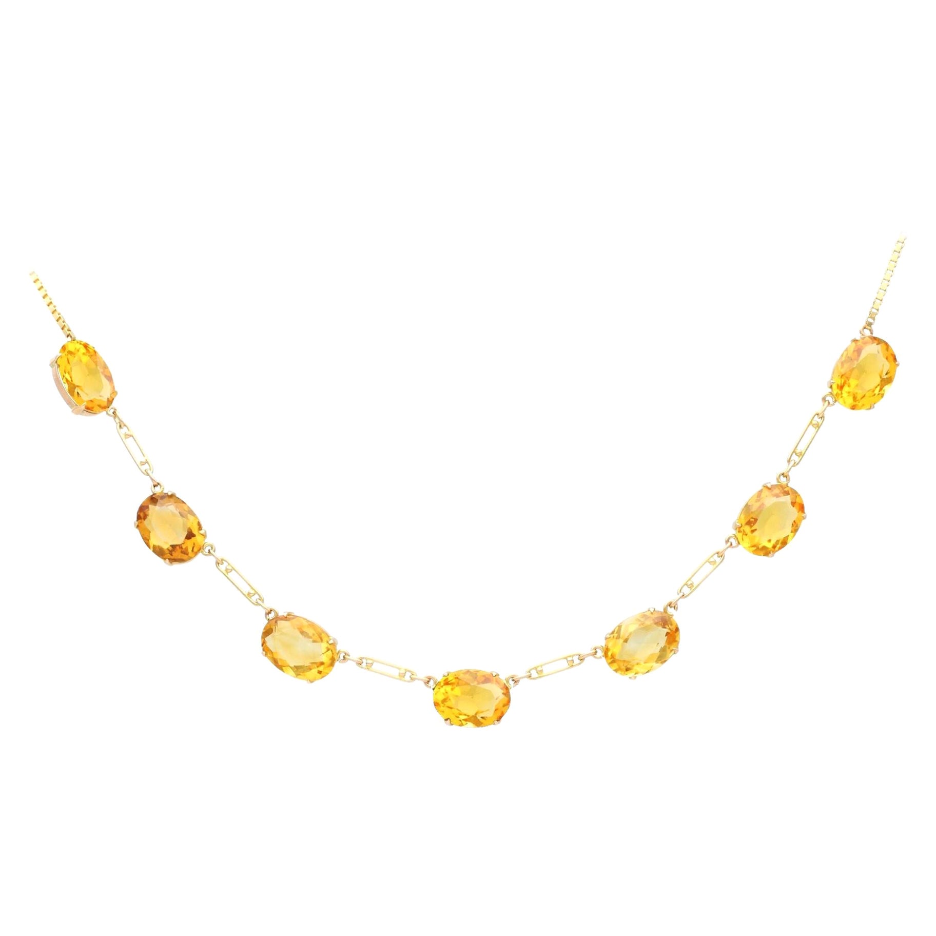 Vintage 24.57ct Citrine and 9ct Yellow Gold Necklace For Sale
