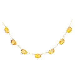 Vintage 24.57ct Citrine and 9ct Yellow Gold Necklace