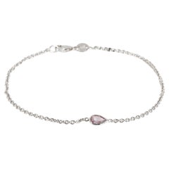 GIA Fancy Intense Purplish Pink Pear Diamond Bracelet in 14K White Gold 0.18 Ct