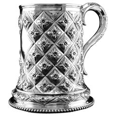 Very Large Antique Victorian Solid Silver Tankard - Daniel & Charles Houle 1865