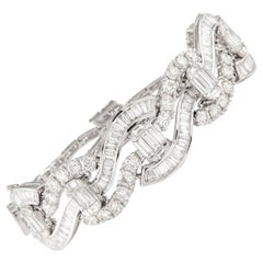 Apx 14.50 Carat Diamond Illusion Set Bracelet 18 Karat White Gold