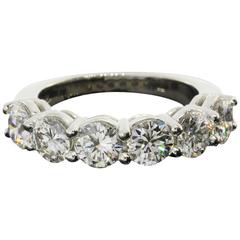 GIA Cert Round Diamond Platinum Wedding Band Ring