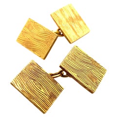 Boucheron 18 Karat Yellow Gold Rectangular Chain Link Cufflinks, Circa 1960