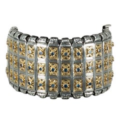 Bracciale Konstantino in oro giallo 18 carati e argento sterling con pietre blu