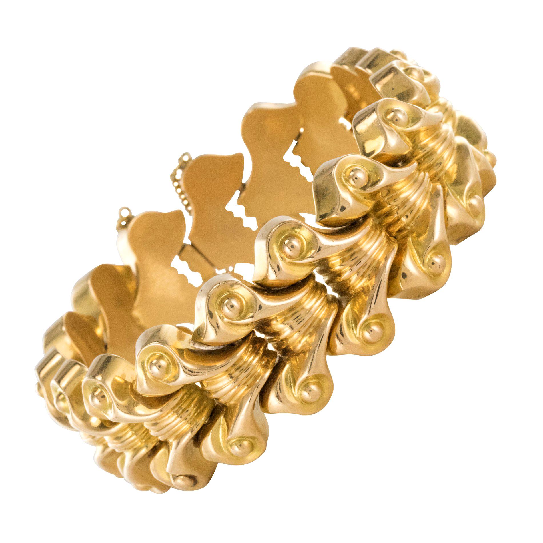 French 1940s Gold Tank Bracelet For Sale