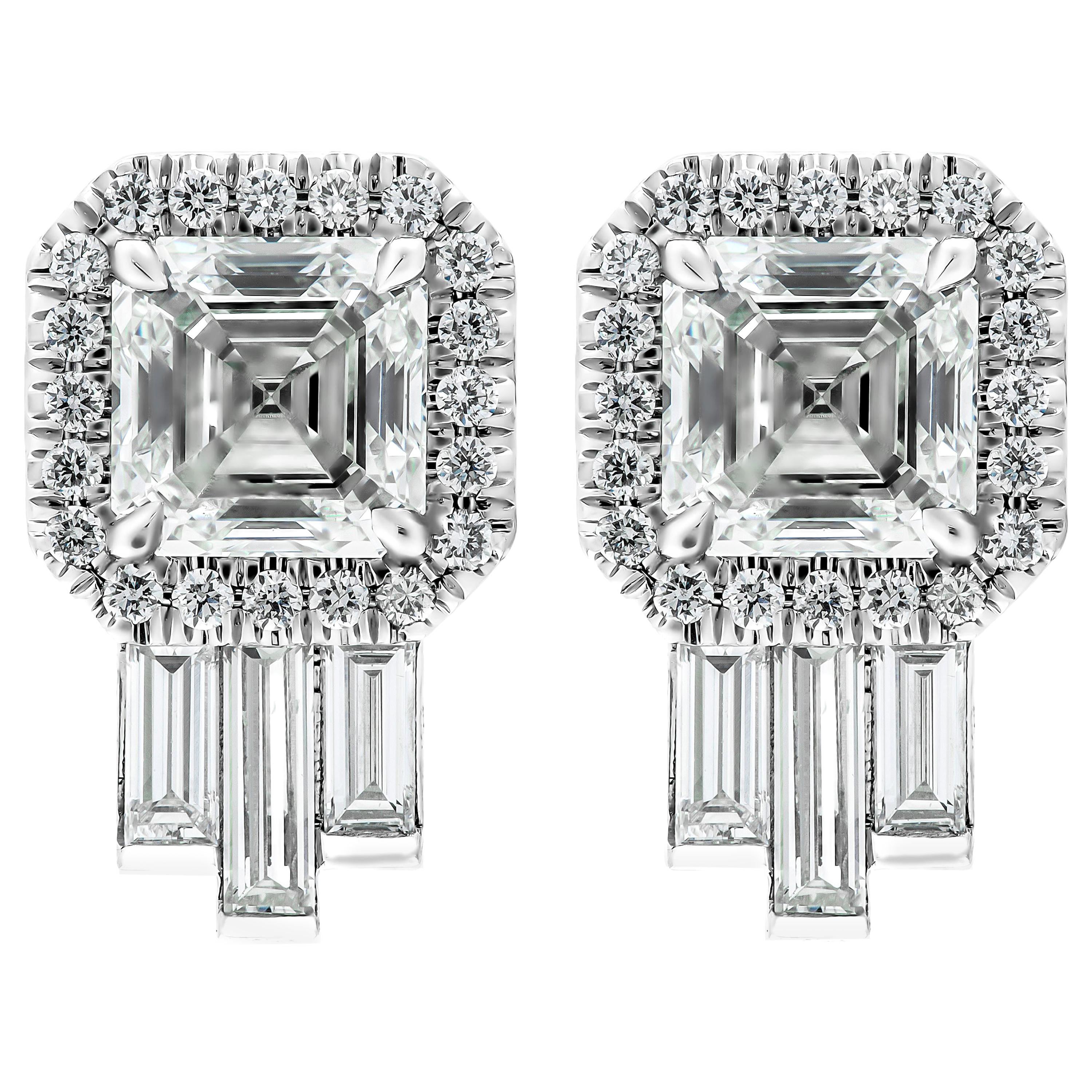 GIA-zertifizierte Artdeco-Asscher-Diamant-Ohrstecker im Angebot