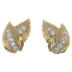 Van Cleef & Arpels Paris Vintage-Ohrringe aus Gold und Blattdiamanten