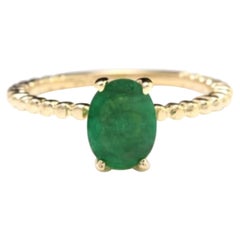 1,20 Karat Exquisite natürlicher Smaragd 14 Karat massiver Gelbgold Ring