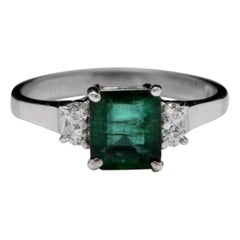 1.82 Carat Natural Emerald and Diamond 14 Karat Solid White Gold Ring