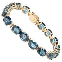 10 Karat Yellow Gold London Blue Topaz Tennis Bracelet