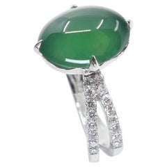 Certified Imperial Green Jade & Diamond Cocktail Ring. Best Of The Best.
