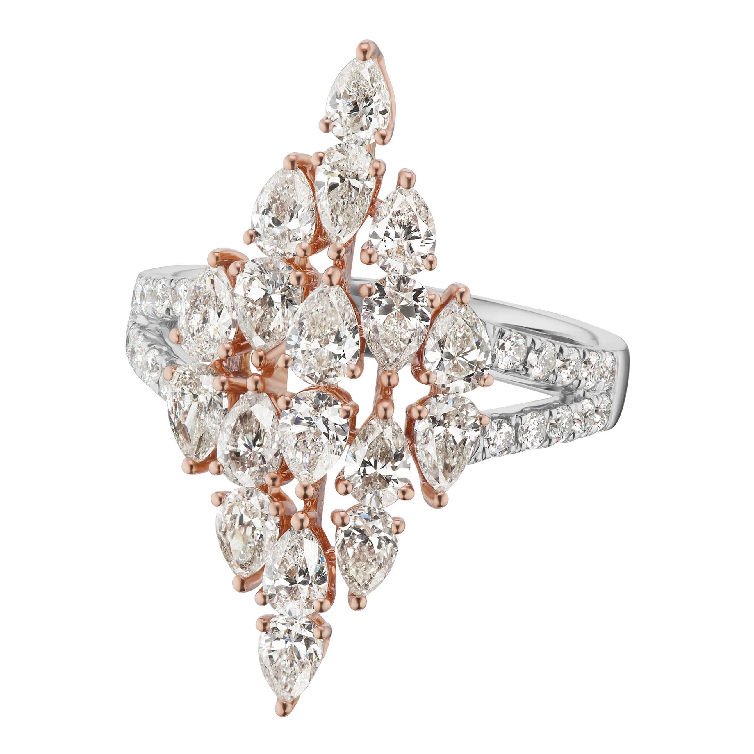 White Diamonds, White Pearl 18 Karat Rose Gold Cluster Ring at 1stDibs
